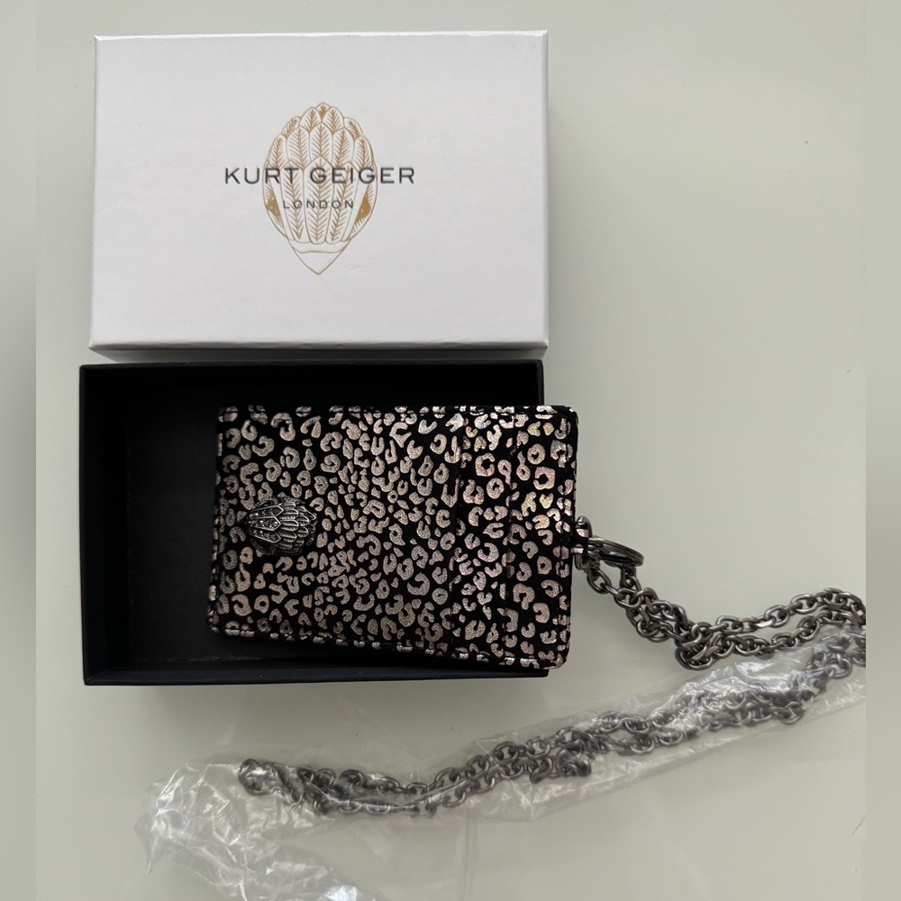 Kurt Geiger Metallic Leopard Lanyard Wallet